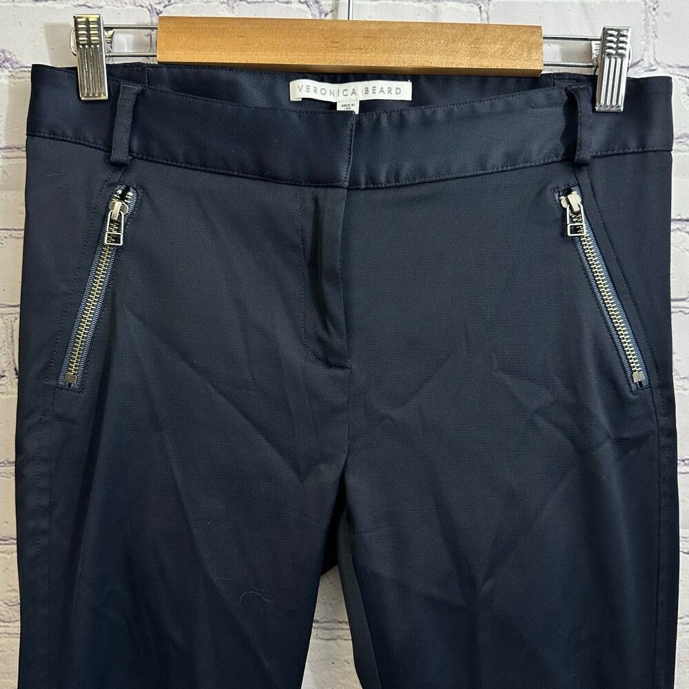 Veronica Beard Ash Seamed Skinny Pants Navy Blue Zippers Women's Size 4 Workwear - Picture 2 of 9